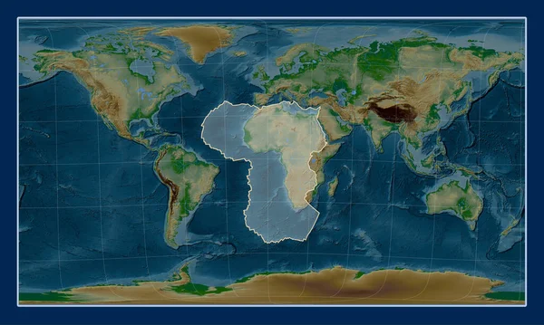Afrikaanse Tektonische Plaat Fysieke Hoogte Kaart Patterson Cilindrische Bliksem Projectie — Stockfoto