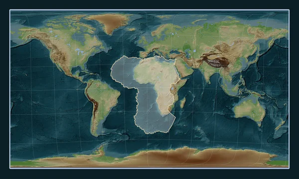 Patterson Cylindrical Oblique 프로젝션의 스타일의 지도에 아프리카 지각판은 Meridionally Latitudinally — 스톡 사진