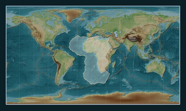 Afrikansk Tektonisk Platta Wiki Stil Höjd Karta Patterson Cylindrisk Projektion — Stockfoto