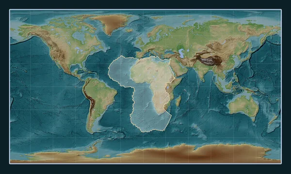 Patterson Silindirik Projeksiyonunun Meridyen Merkezli Wiki Stil Yükseltme Haritasında Afrika — Stok fotoğraf