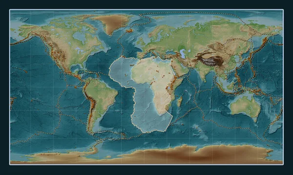 패터슨 원통형 프로젝션의 스타일의 지도에 아프리카 지각판은 Meridionally 알려진 화산의 — 스톡 사진