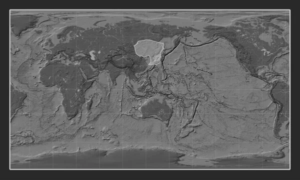 Amur Tektonisk Platta Galla Höjd Kartan Patterson Cylindrisk Projektion Centrerad — Stockfoto