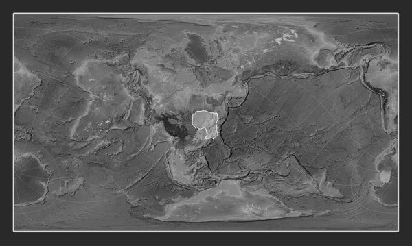 Amur Tektonisk Platta Gråskalehöjningskartan Patterson Cylindriska Sneda Projektionen Centrerad Meridionalt — Stockfoto