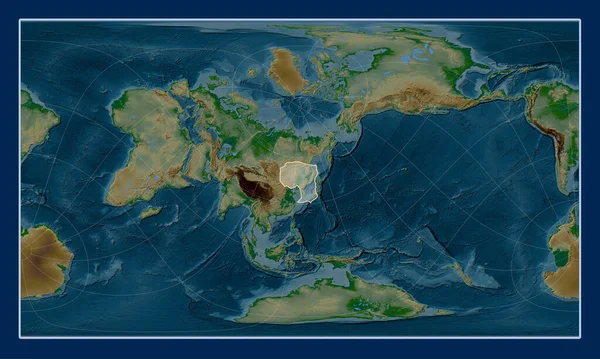 Amur Tektonisk Platta Fysisk Höjd Kartan Patterson Cylindriska Sneda Projektionen — Stockfoto