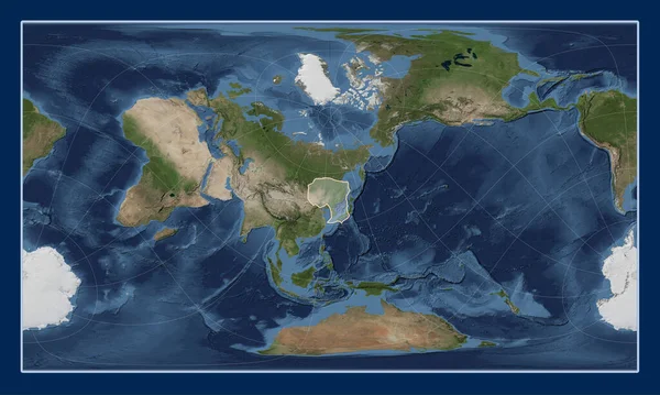 Amurova Tektonická Deska Satelitní Mapě Modrého Mramoru Pattersonově Válcovité Projekci — Stock fotografie