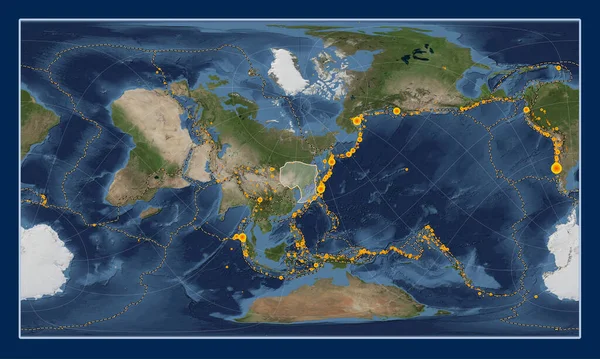 Plaque Tectonique Amour Sur Carte Satellite Blue Marble Dans Projection — Photo