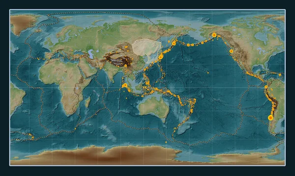 Płytka Tektoniczna Amura Mapie Elewacji Stylu Wiki Projekcji Patterson Cylindrical — Zdjęcie stockowe