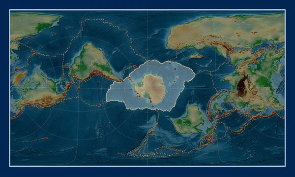 Τεκτονική Πλάκα Της Ανταρκτικής Στον Φυσικό Υψομετρικό Χάρτη Της Κυλινδρικής — Φωτογραφία Αρχείου