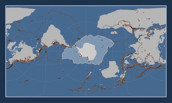 Antarktis Tektoniska Platta Den Solida Konturkartan Patterson Cylindriska Sneda Projektionen — Stockfoto