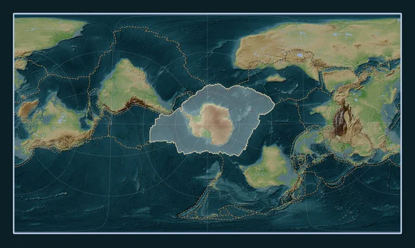 Placa Tectónica Antártica Mapa Elevación Estilo Wiki Proyección Oblicua Cilíndrica — Foto de Stock