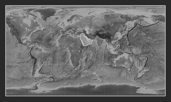 Arabisk Tektonisk Platta Kartan Över Gråskala Patterson Cylindrisk Projektion Centrerad — Stockfoto