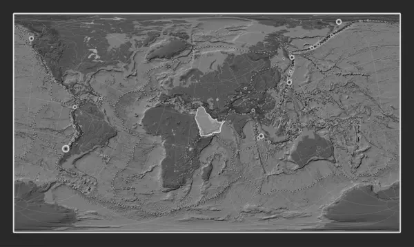 Arabská Tektonická Deska Mapě Nadmořské Výšky Pattersonově Válcové Projekci Středem — Stock fotografie