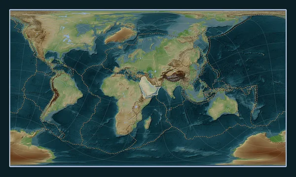 Arabian Tektonisk Platta Wiki Stil Höjd Karta Patterson Cylindriska Sneda — Stockfoto