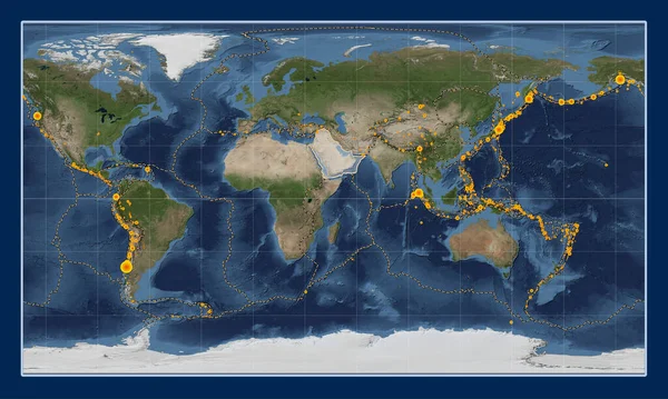 Patterson Silindirik Projeksiyonunun Meridyen Merkezli Mavi Mermer Uydu Haritasındaki Arap — Stok fotoğraf