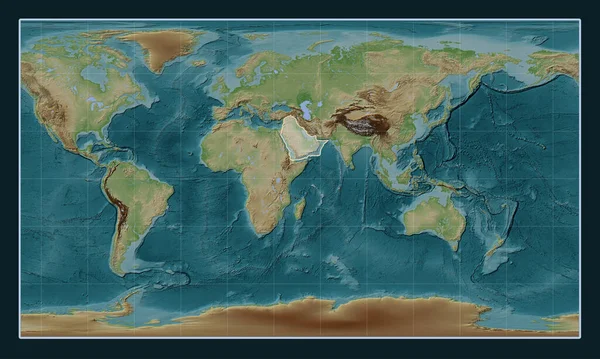 Arabská Tektonická Deska Mapě Nadmořské Výšky Stylu Wiki Pattersonově Válcovité — Stock fotografie