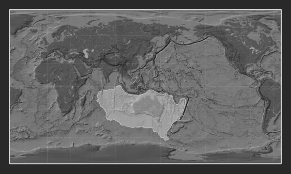Australijska Płyta Tektoniczna Dwupoziomowej Mapie Wysokości Projekcji Patterson Cylindrical Wyśrodkowanej — Zdjęcie stockowe