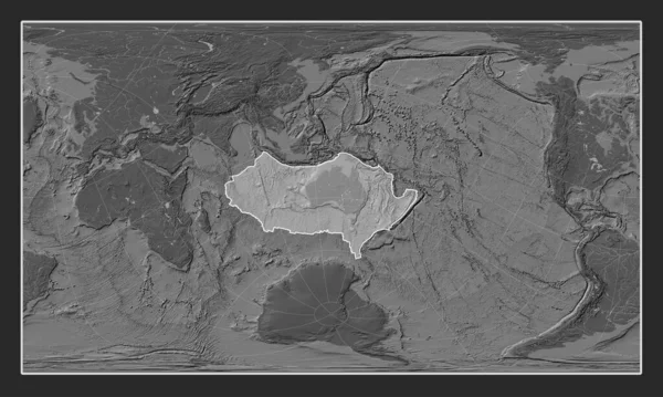 Placa Tectónica Australiana Mapa Elevación Bilevel Proyección Cilíndrica Oblicua Patterson — Foto de Stock