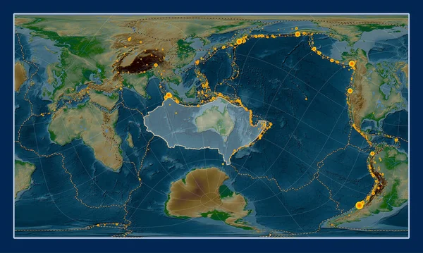 Australisk Tektonisk Platta Den Fysiska Höjdkartan Patterson Cylindriska Sneda Projektionen — Stockfoto