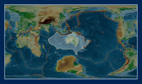 Plaque Tectonique Australienne Sur Carte Physique Altitude Dans Projection Oblique — Photo