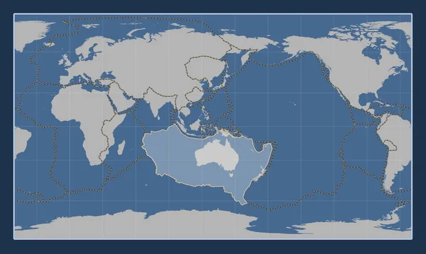 Australische Tektonische Plaat Solide Contourkaart Patterson Cilindrische Projectie Gecentreerd Meridionaal — Stockfoto