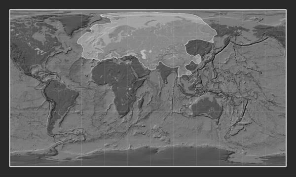 Ευρασιατική Τεκτονική Πλάκα Στον Υπερυψωμένο Χάρτη Του Πάτερσον Κυλινδρική Προβολή — Φωτογραφία Αρχείου