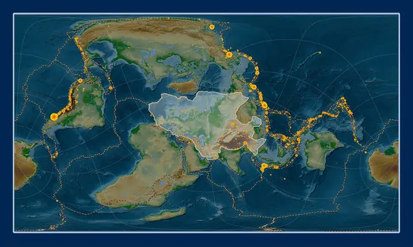 Placa Tectónica Eurasiática Mapa Elevación Física Proyección Cilíndrica Oblicua Patterson —  Fotos de Stock
