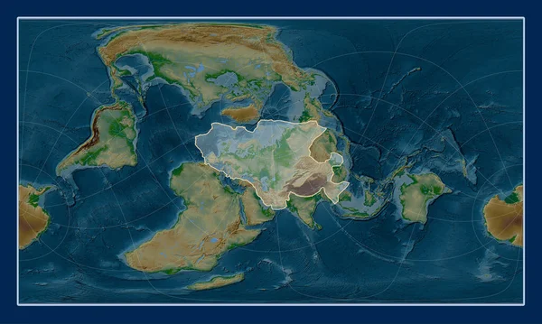 Євразійська Тектонічна Плита Карті Фізичного Підвищення Проекції Patterson Циліндрична Коса — стокове фото