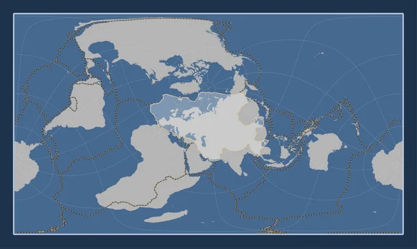 Eurasische Tektonische Platte Auf Der Karte Fester Konturen Der Patterson — Stockfoto