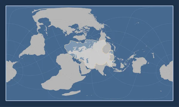Placă Tectonică Eurasiatică Harta Conturului Solid Din Proiecția Cilindrică Patterson — Fotografie, imagine de stoc