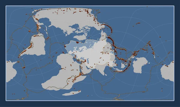 Eurazjatycka Płyta Tektoniczna Litej Mapie Konturu Projekcji Patterson Cylindrical Oblique — Zdjęcie stockowe