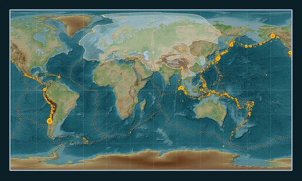 Євразійська Тектонічна Пластина Карті Підвищення Стилі Wiki Patterson Циліндрична Проекція — стокове фото