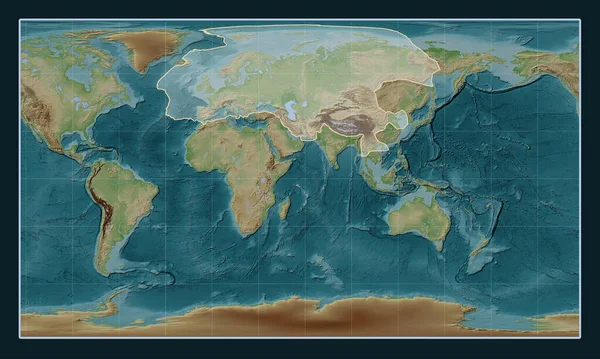 Euroasijská Tektonická Deska Mapě Nadmořské Výšky Stylu Wiki Pattersonově Válcovité — Stock fotografie