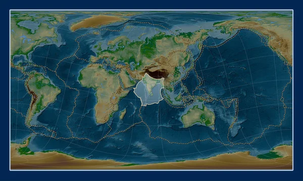 Indická Tektonická Deska Mapě Fyzické Výšky Pattersonově Válcové Projekci Středem — Stock fotografie
