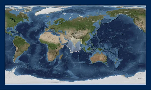 Plaque Tectonique Indienne Sur Carte Satellite Blue Marble Dans Projection — Photo