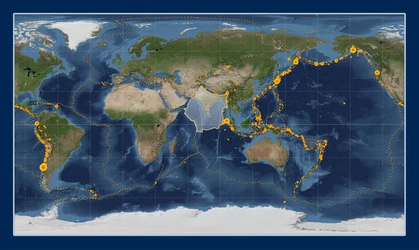 Placa Tectónica India Mapa Satélite Mármol Azul Proyección Cilíndrica Patterson —  Fotos de Stock