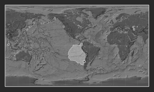 Płyta Tektoniczna Nazca Dwupoziomowej Mapie Wzniesień Projekcji Patterson Cylindrical Wyśrodkowana — Zdjęcie stockowe
