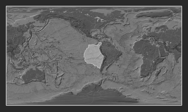 Νάζκα Τεκτονική Πλάκα Στον Υψομετρικό Χάρτη Του Μπίλεβελ Στην Κυλινδρική — Φωτογραφία Αρχείου
