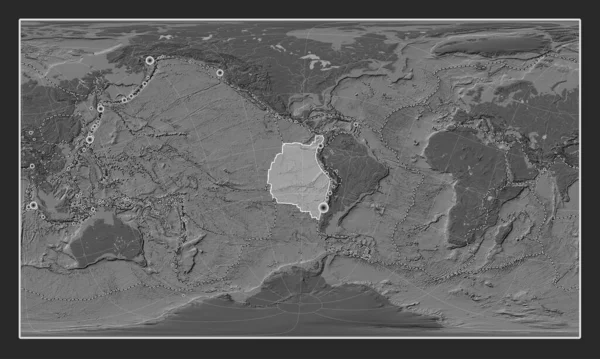 Płyta Tektoniczna Nazca Dwupoziomowej Mapie Wzniesień Projekcji Patterson Cylindrical Oblique — Zdjęcie stockowe