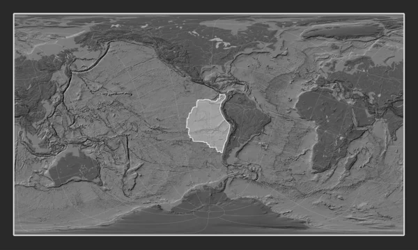Placa Tectónica Nazca Mapa Elevación Bilevel Proyección Cilíndrica Oblicua Patterson — Foto de Stock