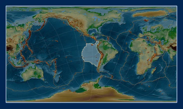 Patterson Silindirik Oblik Projeksiyonunun Fiziksel Yükseklik Haritasında Nazca Tektonik Plakası — Stok fotoğraf