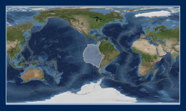 Наска Тектонічна Пластина Супутниковій Карті Блакитного Мармуру Проекції Patterson Циліндрична — стокове фото