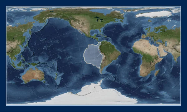 Tektonická Deska Nazca Satelitní Mapě Modrého Mramoru Pattersonově Válcovité Projekci — Stock fotografie