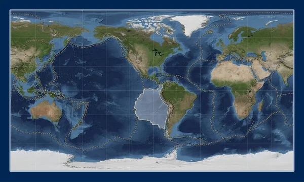 Nazca Tektonische Plaat Blue Marble Satelliet Kaart Patterson Cilindrische Projectie — Stockfoto