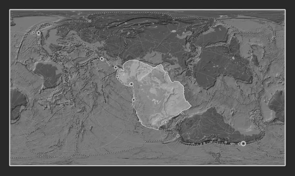 Nordamerikansk Tektonisk Platta Bilnivåkartan Patterson Cylindriska Sneda Projektionen Centrerad Meridionalt — Stockfoto