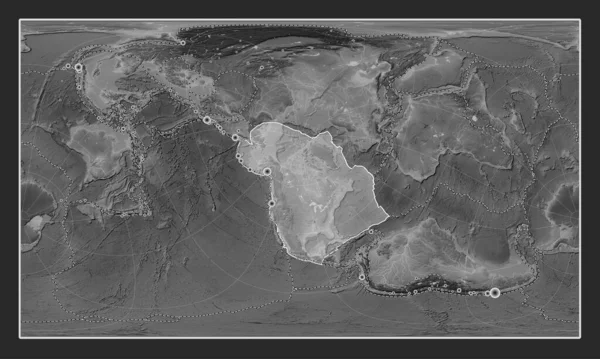 North American Tectonic Plate Grayscale Elevation Map Patterson Cylindrical Oblique — Stock Photo, Image