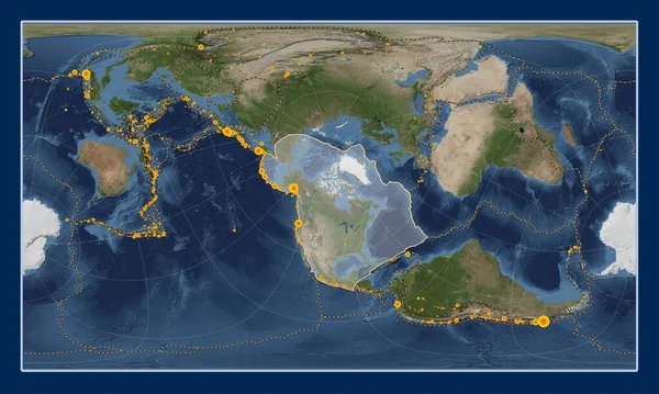 Nordamerikanska Tektoniska Plattan Blue Marble Satellitkartan Patterson Cylindriska Sneda Projektionen — Stockfoto