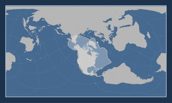 Patterson Silindirik Oblik Projeksiyonunda Katı Hat Haritasında Kuzey Amerika Tektonik — Stok fotoğraf