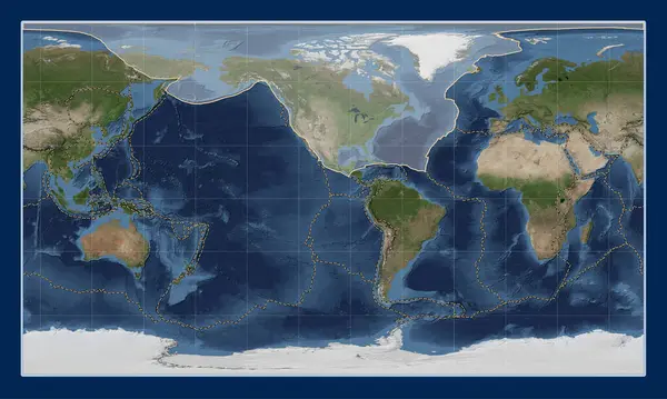 Nordamerikanska Tektoniska Plattan Blue Marble Satellitkarta Patterson Cylindrisk Projektion Centrerad — Stockfoto