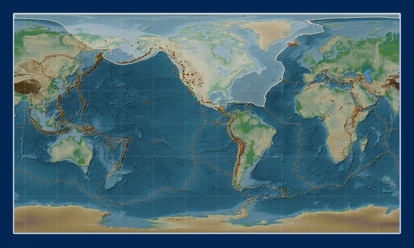 Północnoamerykańska Płyta Tektoniczna Mapie Elewacji Fizycznej Projekcji Patterson Cylindrical Wyśrodkowana — Zdjęcie stockowe