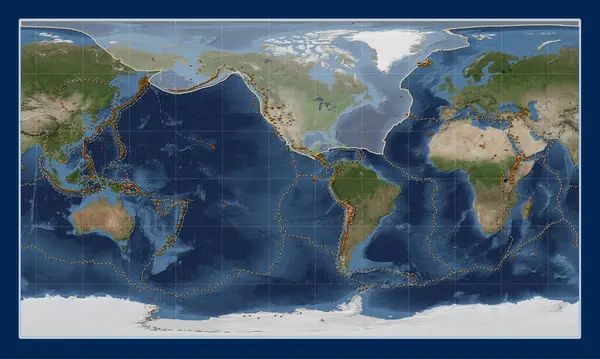 Nordamerikanska Tektoniska Plattan Blue Marble Satellitkarta Patterson Cylindrisk Projektion Centrerad — Stockfoto